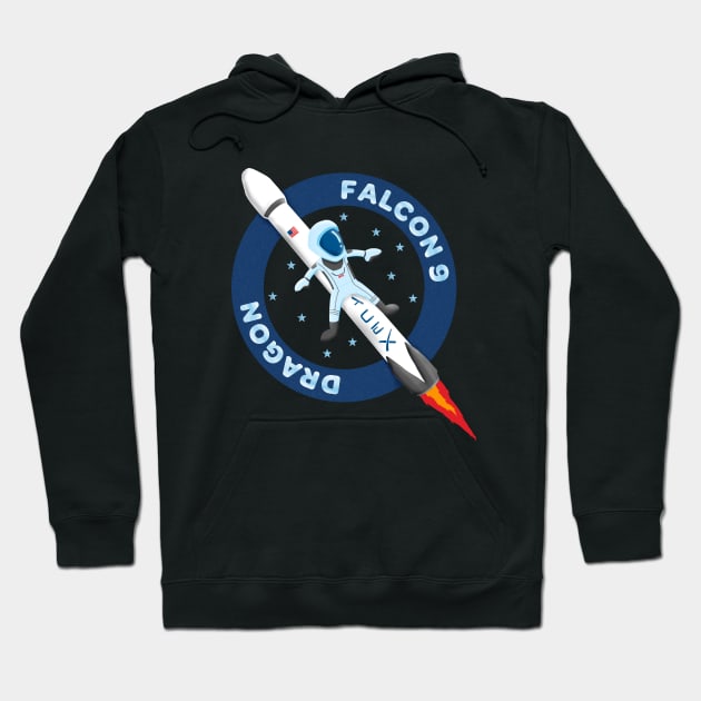 Falcon 9 Dragon Kids Spacex Nasa Hoodie by W.Pyzel